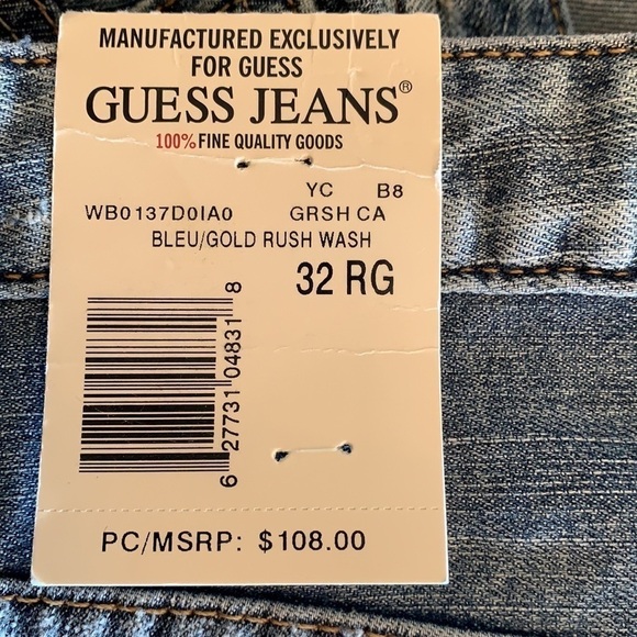GUESS Dark Gold Rush Wash Distressed Bootcut Jeans Size 32 - Picture 9 of 12
